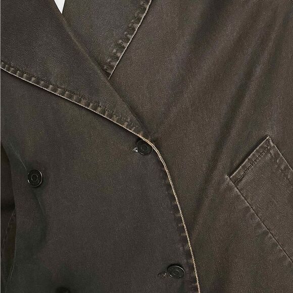 Weekday Ezra coated acid wash trench coat in‎ brown size S NWT in packaging - Picture 4 of 7